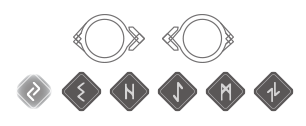 A group of black and grey icons with arrows and symbols on a dark background.