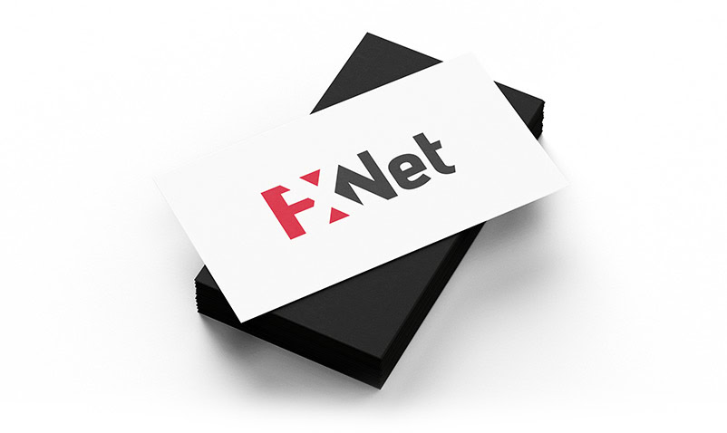 F.Net logo on a black box, with the text 