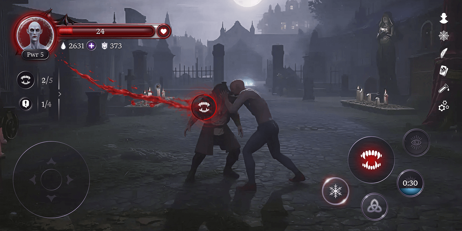 A man fights a zombie in a dark graveyard at night, with game interface elements visible on the screen.