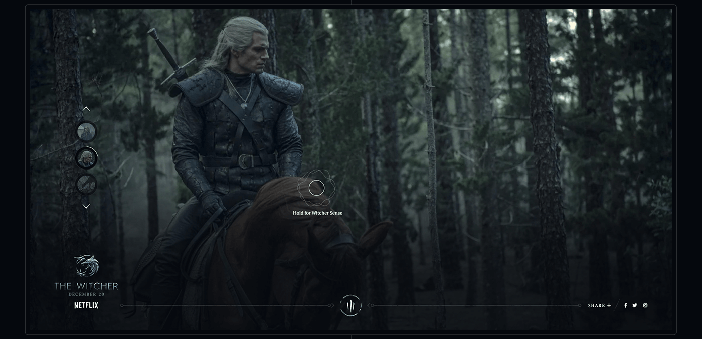 A woman in medieval armour riding a horse through a dense forest.