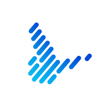 A group of blue and light blue lines forming a stylised heart shape on a black background.