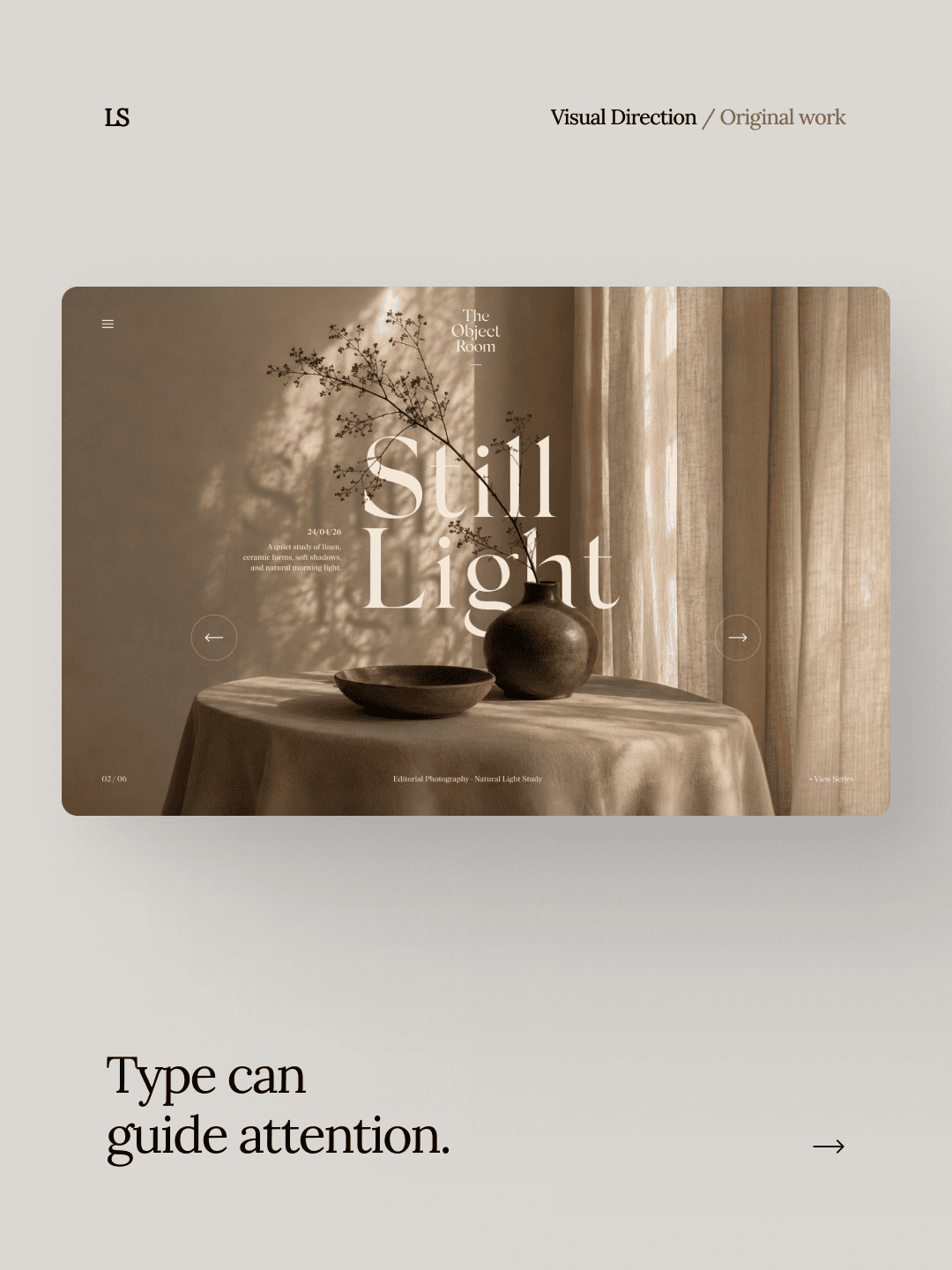 A still life image with a table, a bowl, a vase, and a plant, with curtains in the background.