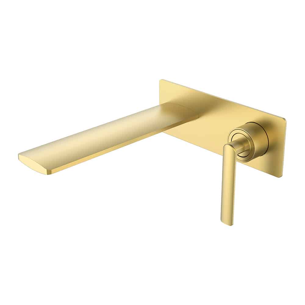 Brushed gold single lever wall mounted basin mixer - B069 27 30 1