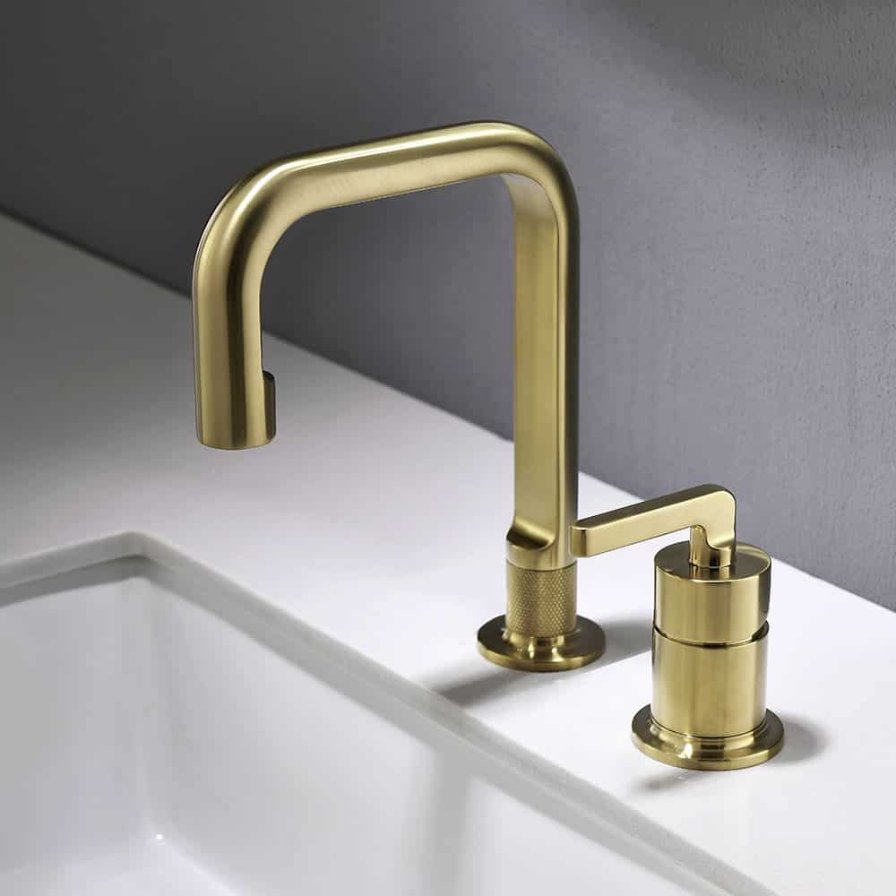 Brushed gold 2 hole bathroom sink tap with knurled - B072 29 30 1 - 1