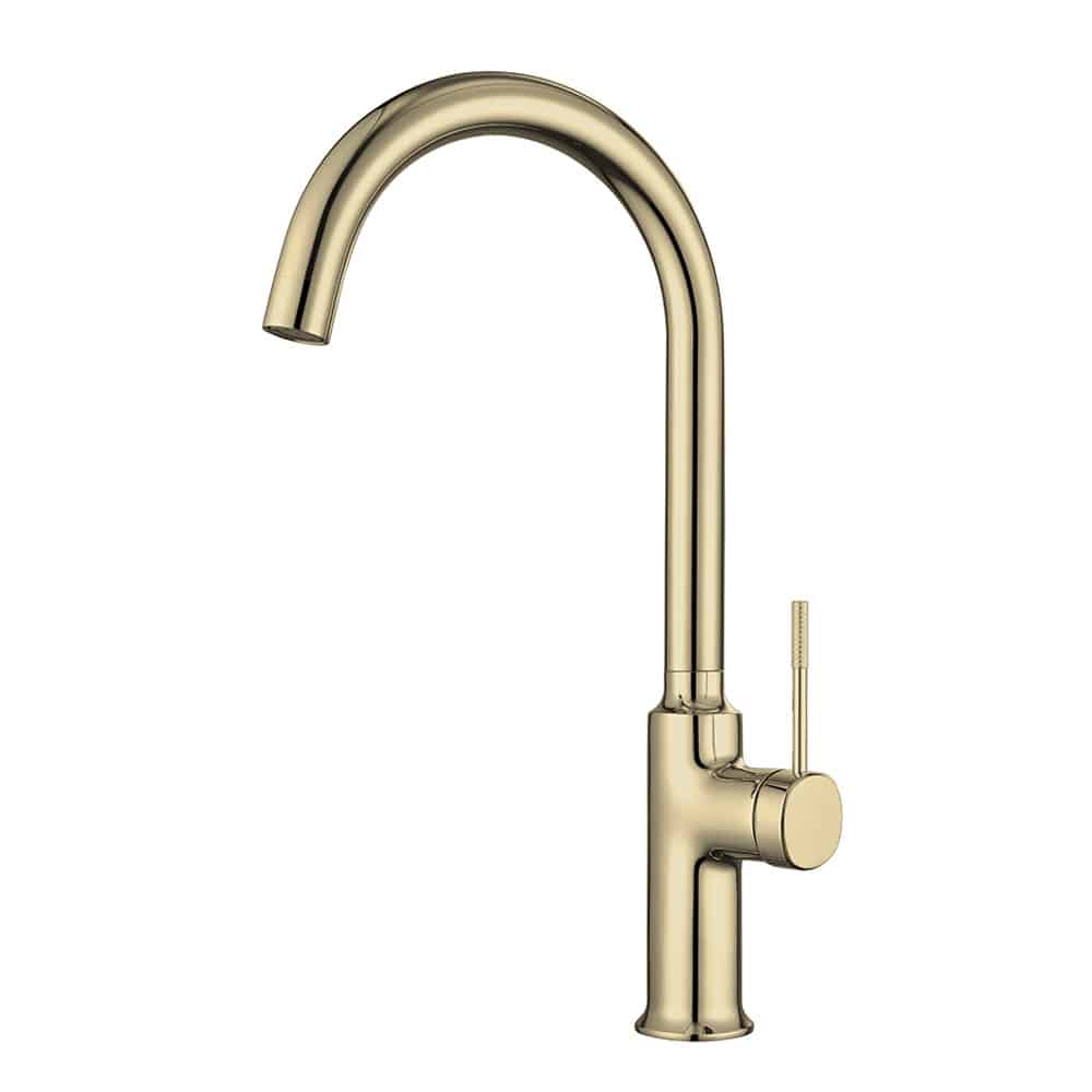 Brushed gold kitchen mixer tap with knurled handle - K062 03 30 1