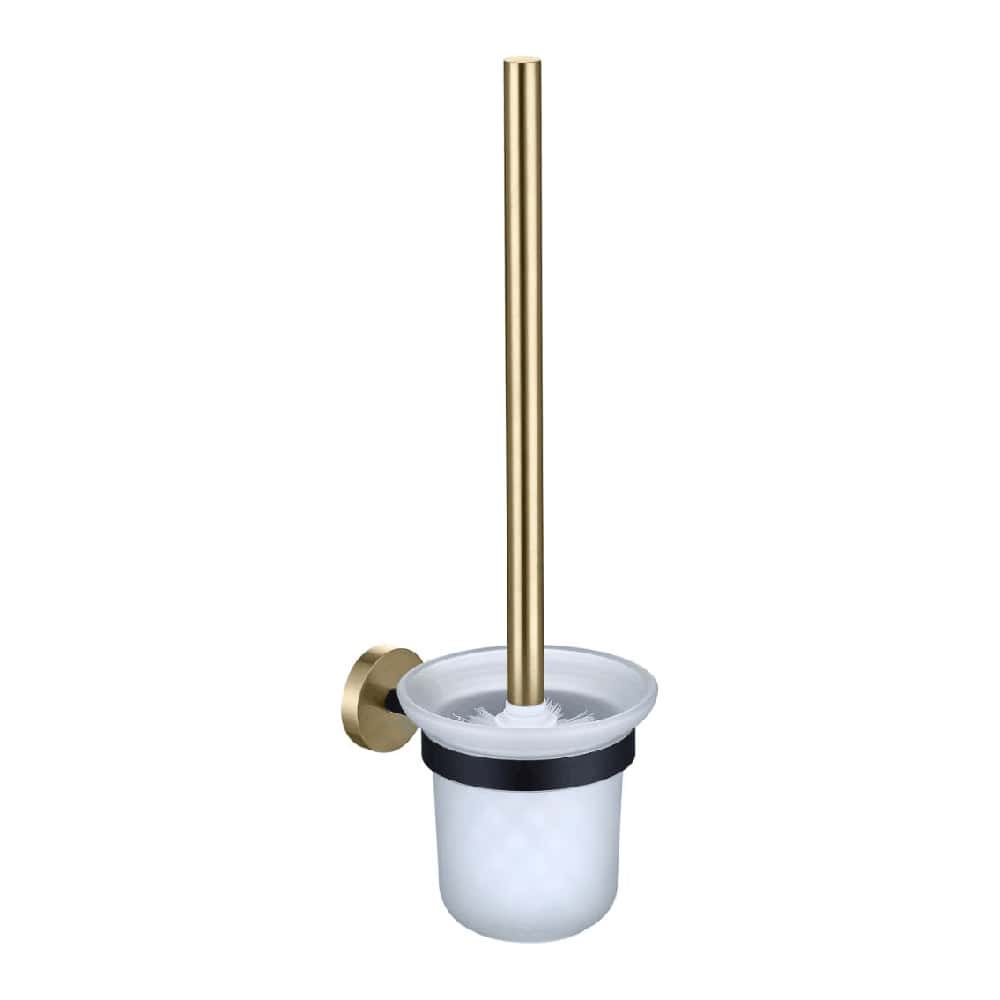 Brushed gold & black knurled bathroom brush holder - A142 09 47 8