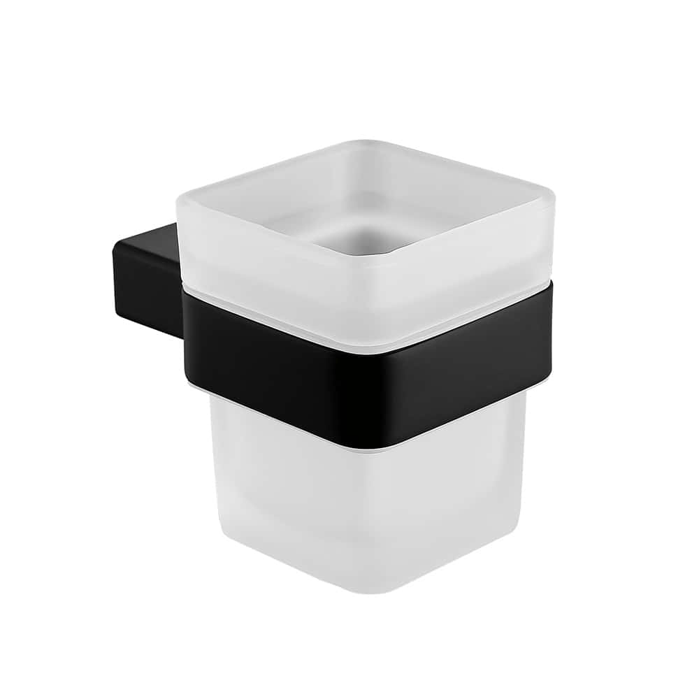 Stainless steel square bathroom tumbler holder - A147 07 31 2 - matte black