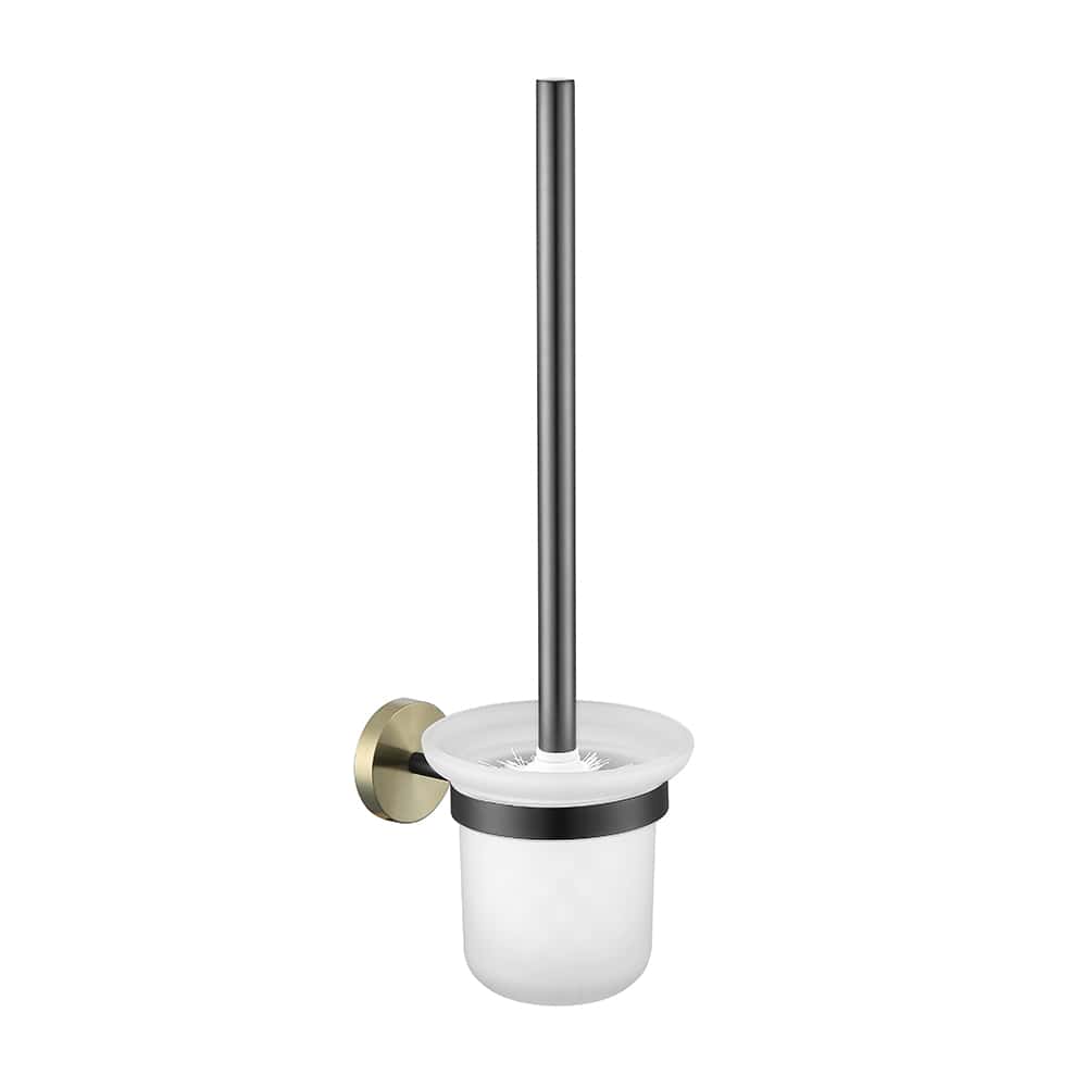 Stainless steel gold and gunmetal knurled brush holder - A149 09 62 2