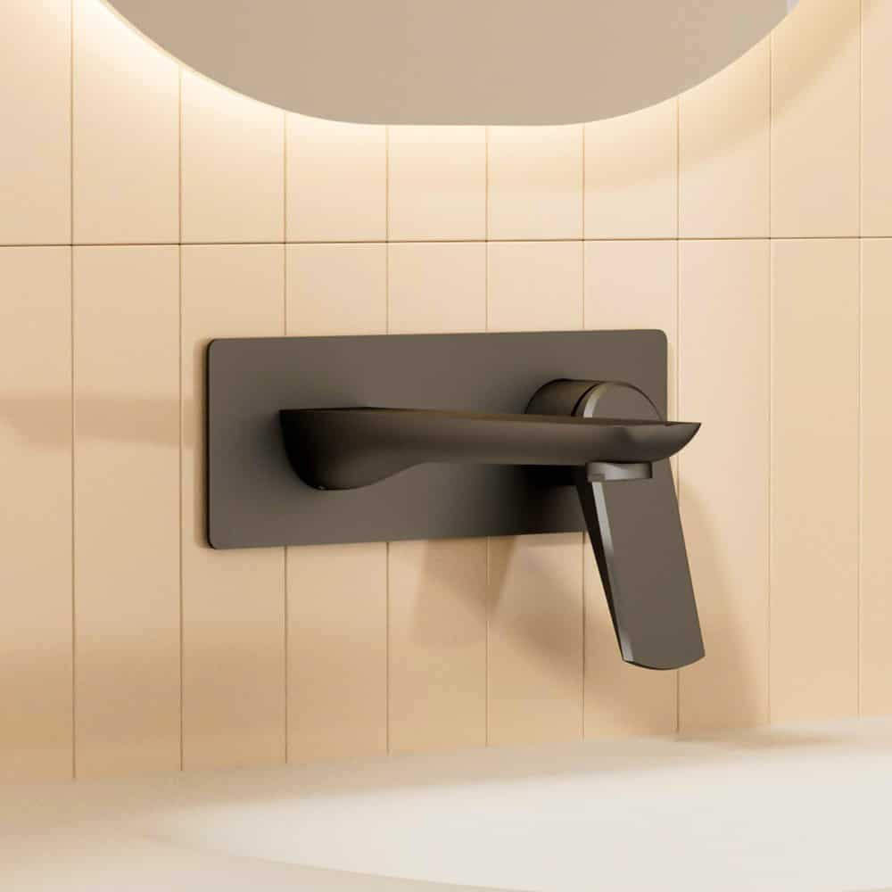 Modern gunmetal wall mounted basin mixer for bathroom- B029 27