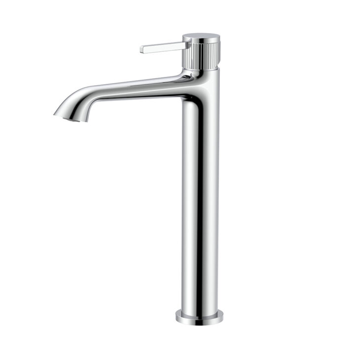 Chrome Single Hole Tall Bathroom Mixer Tap Knurled Design | B100602011