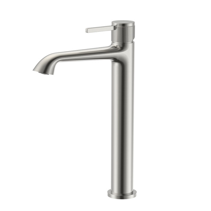 Brushed nickel Tall Bathroom Mixer Tap Knurled Design | B100602021