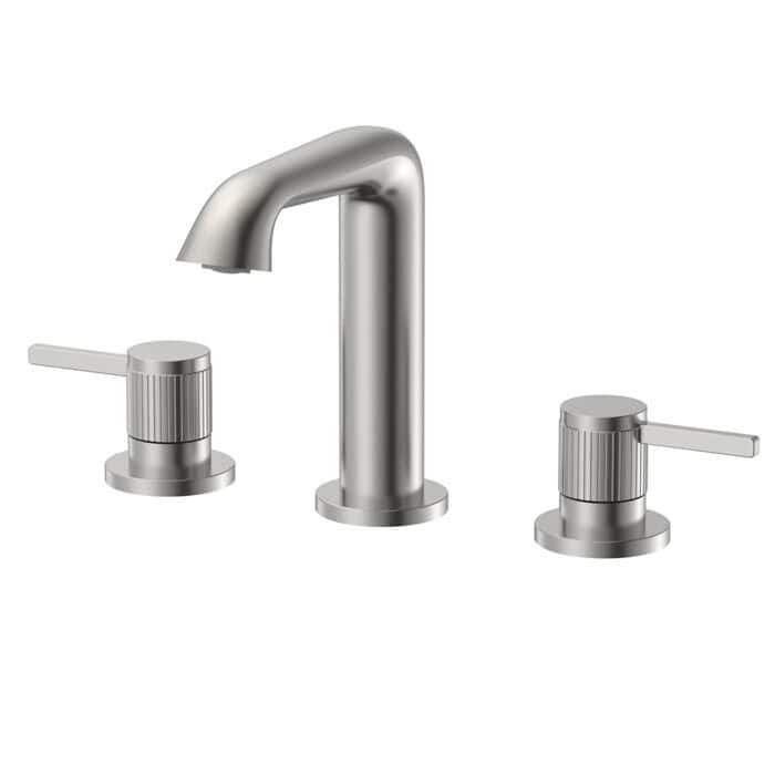 Brushed nickel Widespread Bathroom Mixer Tap With Knurled Streamlined Design | B100604021