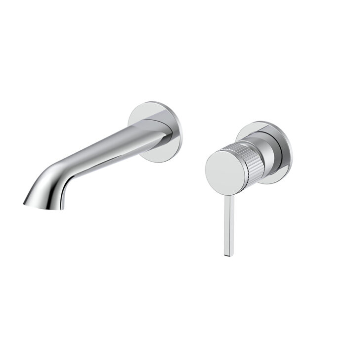 Chrome Double Hole Single Handle Hidden Bathroom Mixer Tap With Knurled Design | B100628011