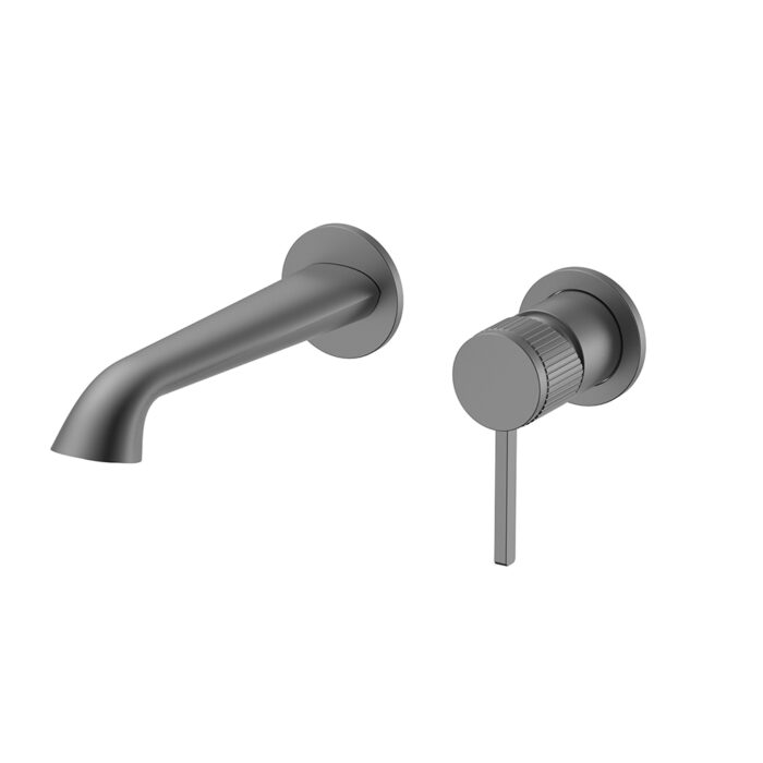 Gunmetal Double Hole Single Handle Hidden Bathroom Mixer Tap With Knurled Design | B100628451