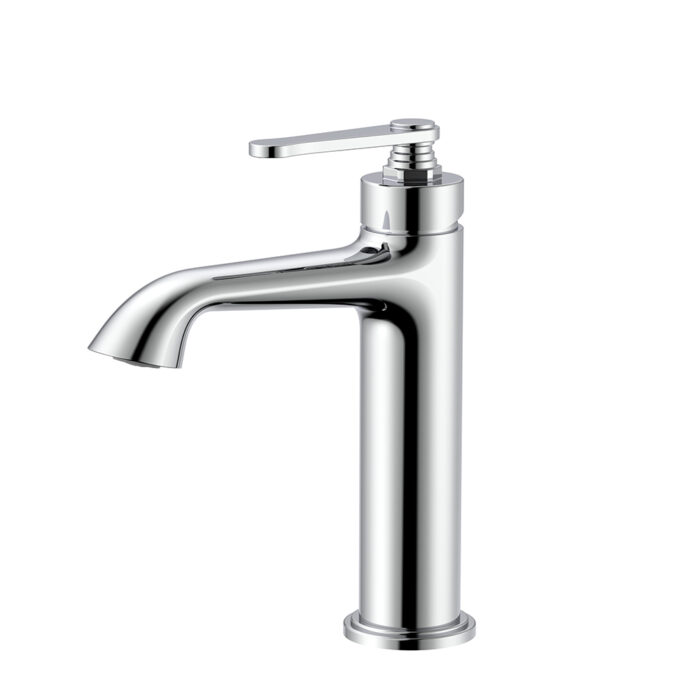 Chrome Solid Brass Single Handle Bathroom Sink Mixer Faucet With Thread Design | B1006A01011