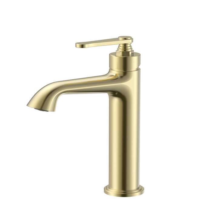 Brushed gold Solid Brass Single Handle Bathroom Sink Mixer Faucet With Thread Design | B1006A01431