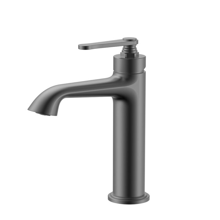 Gunmetal Solid Brass Single Handle Bathroom Sink Mixer Faucet With Thread Design | B1006A01451