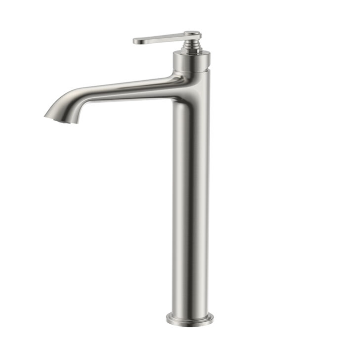 Brushed nickel Single Handle Tall Bathroom Sink Mixer Tap With Spiral Pattern Design | B1006A02021