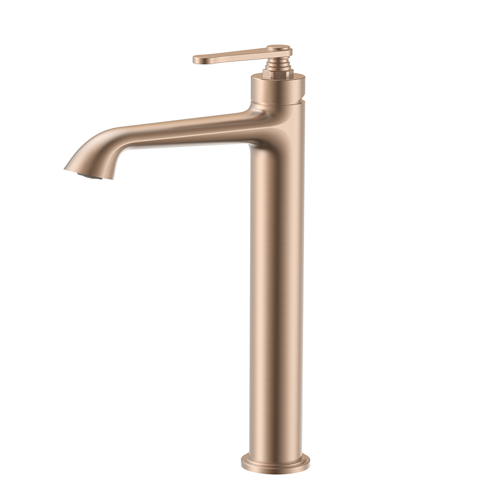 Rose gold Single Handle Tall Bathroom Sink Mixer Tap With Spiral Pattern Design | B1006A02361