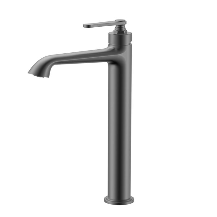 Gunmetal Single Handle Tall Bathroom Sink Mixer Tap With Spiral Pattern Design | B1006A02451
