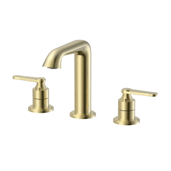 Brushed gold Two-handle Widespread Basin Faucet Thread Line Design | B1006A04431