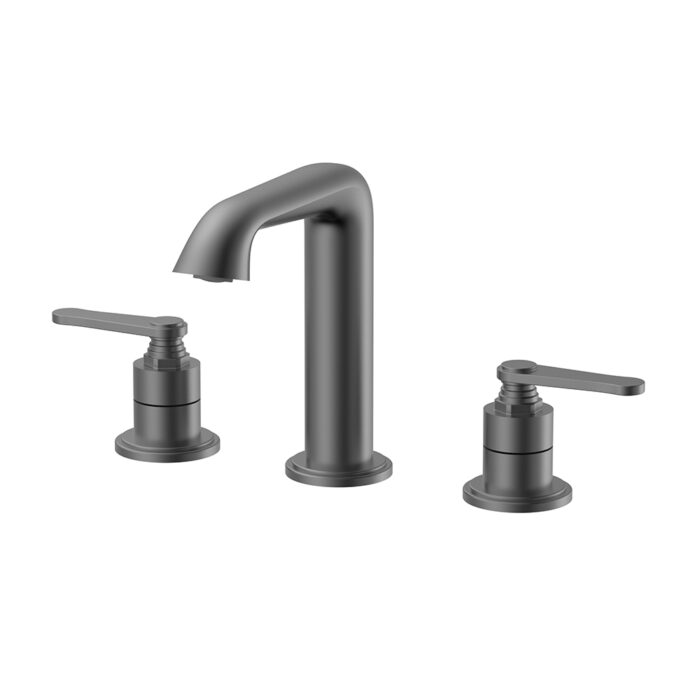 Gunmetal Two-handle Widespread Basin Faucet Thread Line Design | B1006A04451
