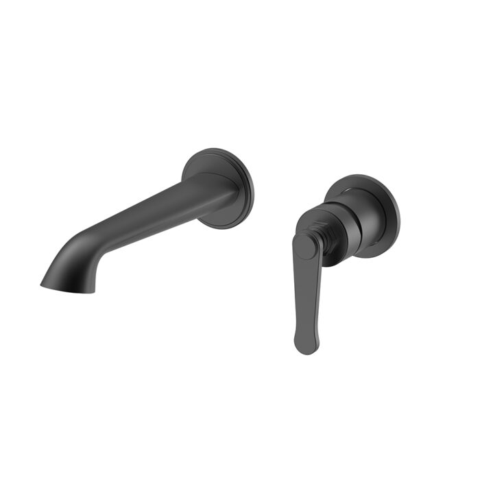 Matte black Single Handle Two Holes Concealed Bathroom Faucet With Thread Design | B1006A28311