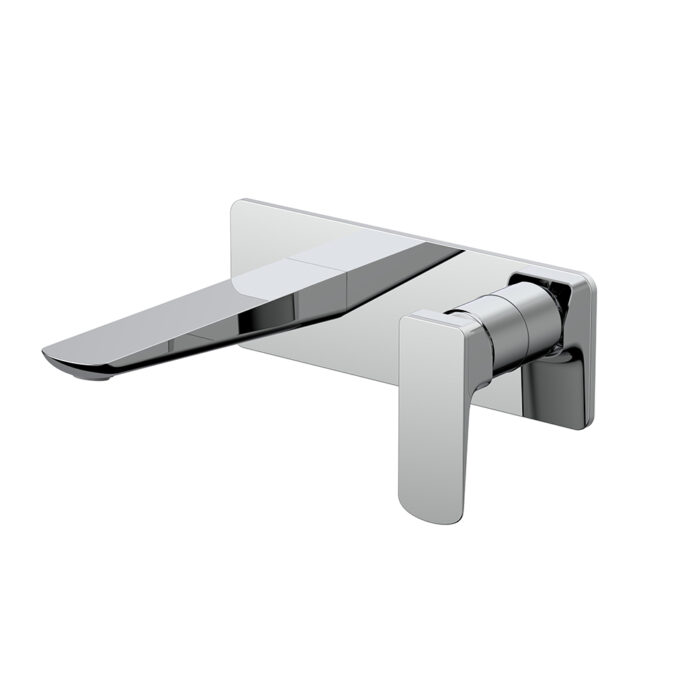 Chrome Single Handle Wall Mounted Bathroom Mixer Taps In Solid Brass | B100727011