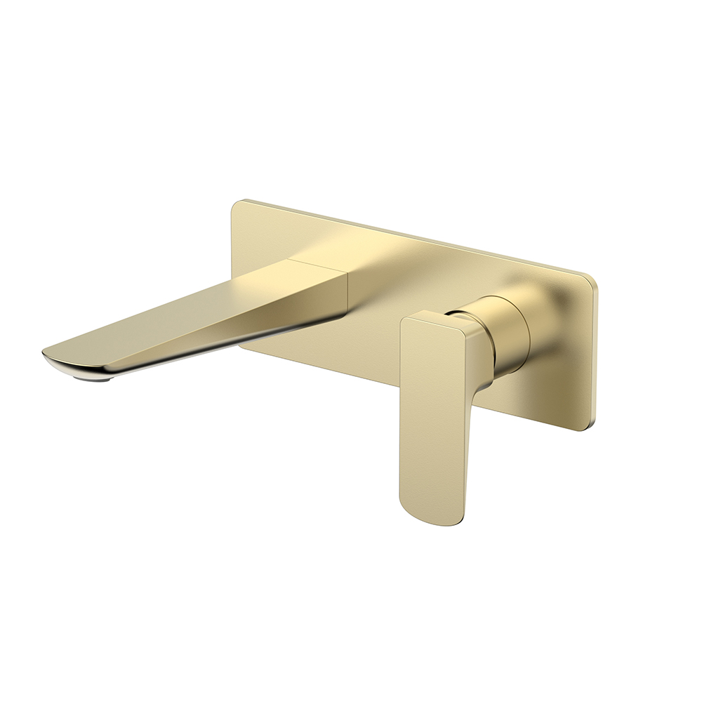 Brushed gold Single Handle Wall Mounted Bathroom Mixer Taps In Solid Brass | B100727431