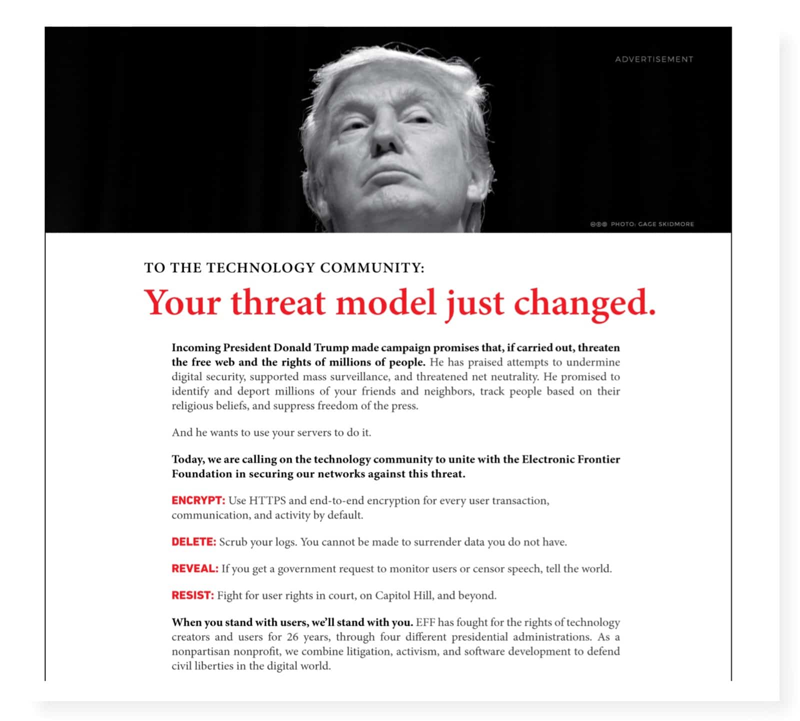 Trump hotar friheten på nätet