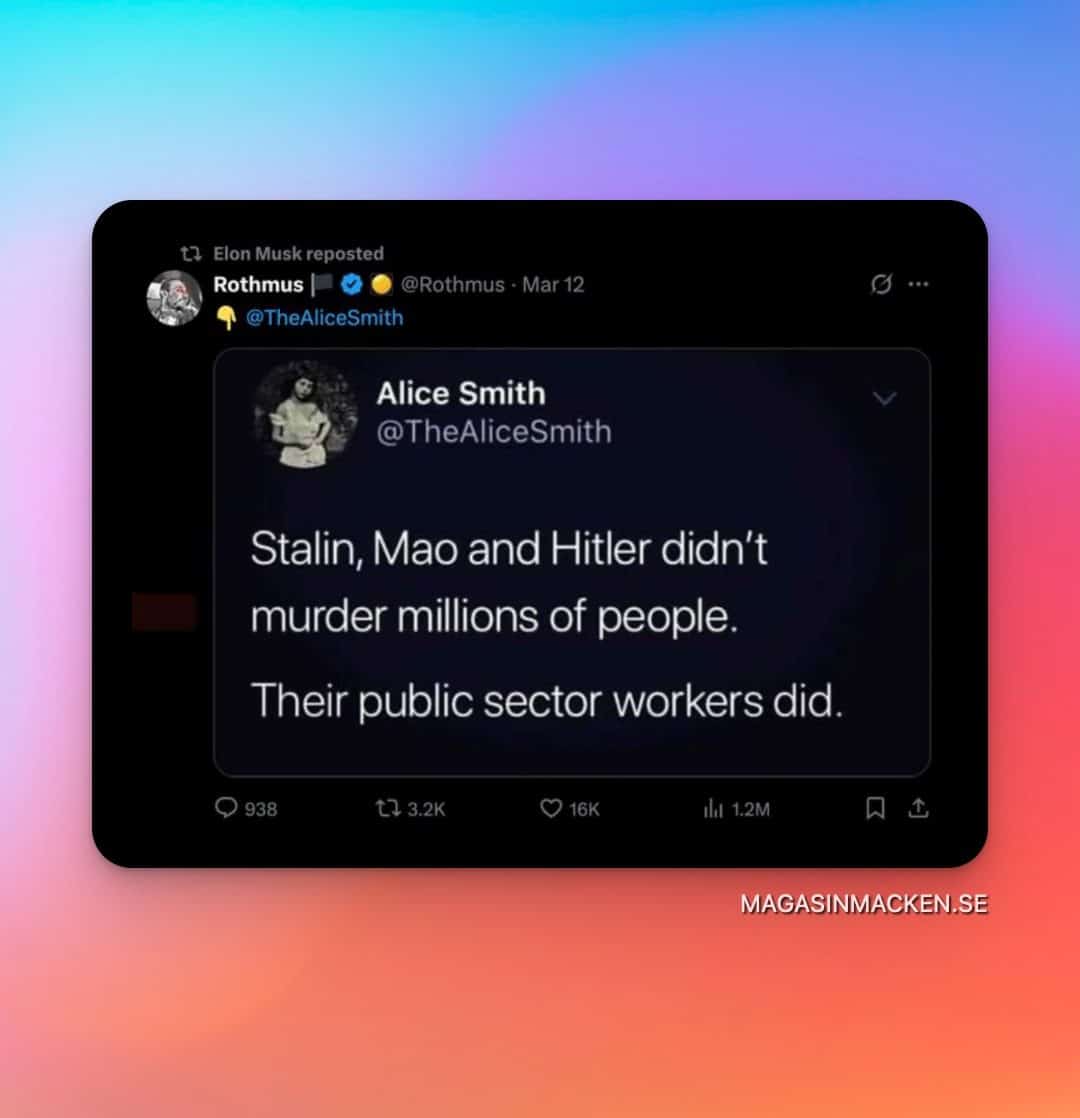 Elon Musk: Hitler, Stalin och Mao mördade inte miljoner