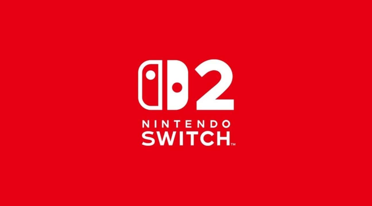 Nintendo Switch original logo på röd bakgrund.