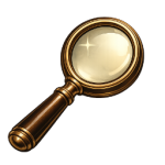 1. Förstoringsglas i guld med svart skaft, perfekt för undersökning och upptäckt av små detaljer.