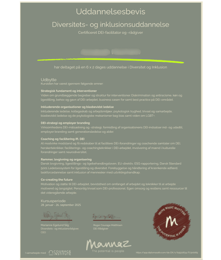 Certificeret facilitator og rådgiver i DEI