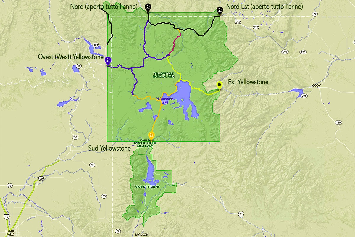 Mappa del parco per scoprire cosa fare a Yellowstone