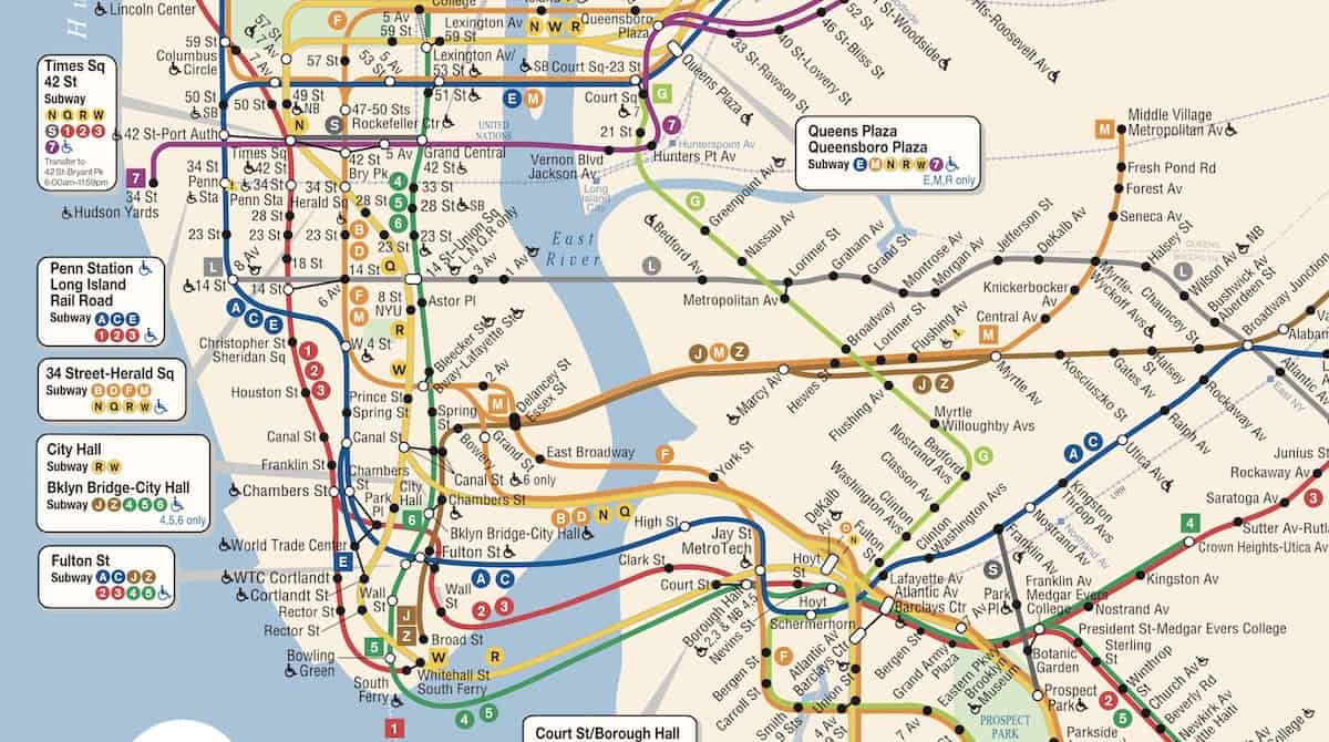 Mappa della metro di Manhattan