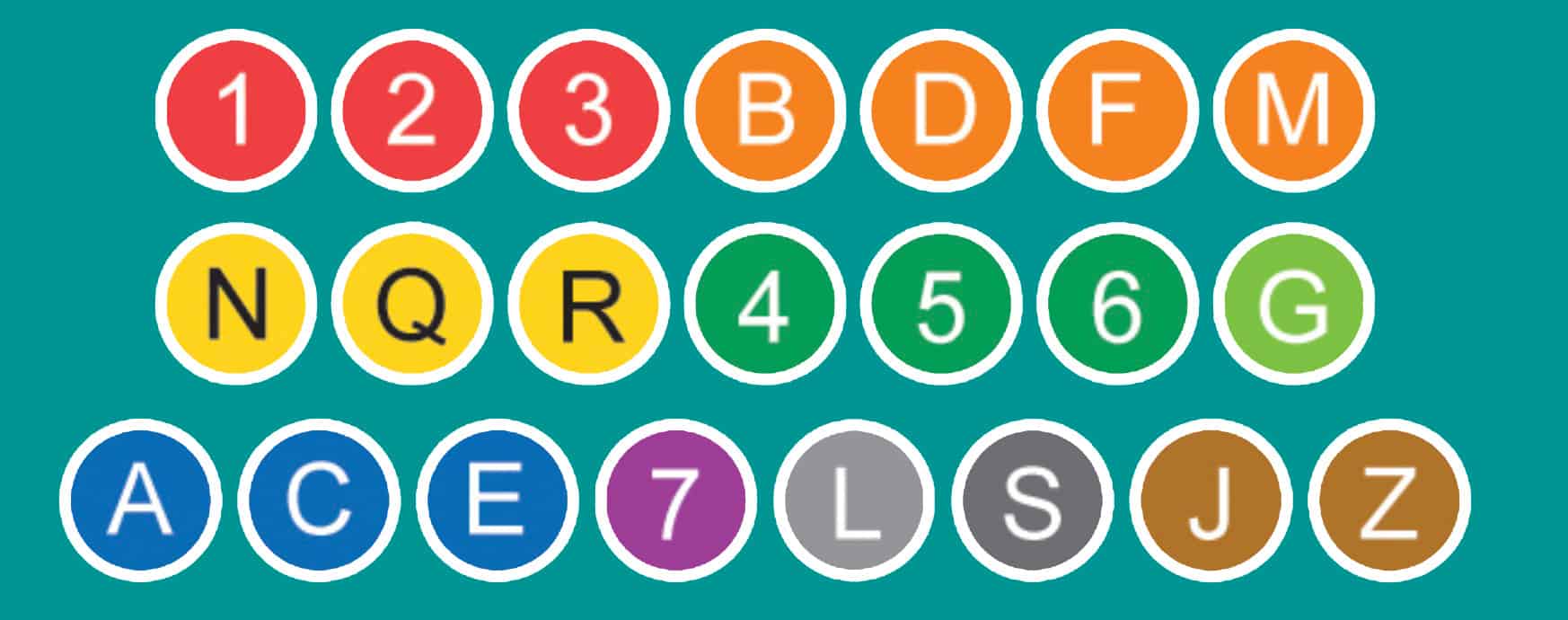 Numeri, lettere e colori delle linee della metropolitana di New York-2