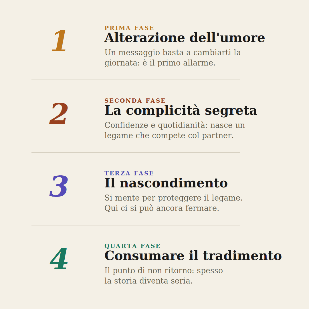 Tre fasi +1 del tradimento in coppia