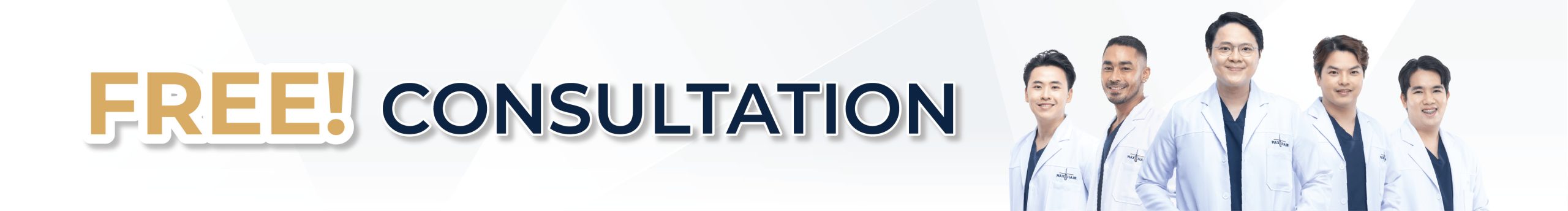 Banner promoting a free consultation at Max Hair Clinic in Thailand