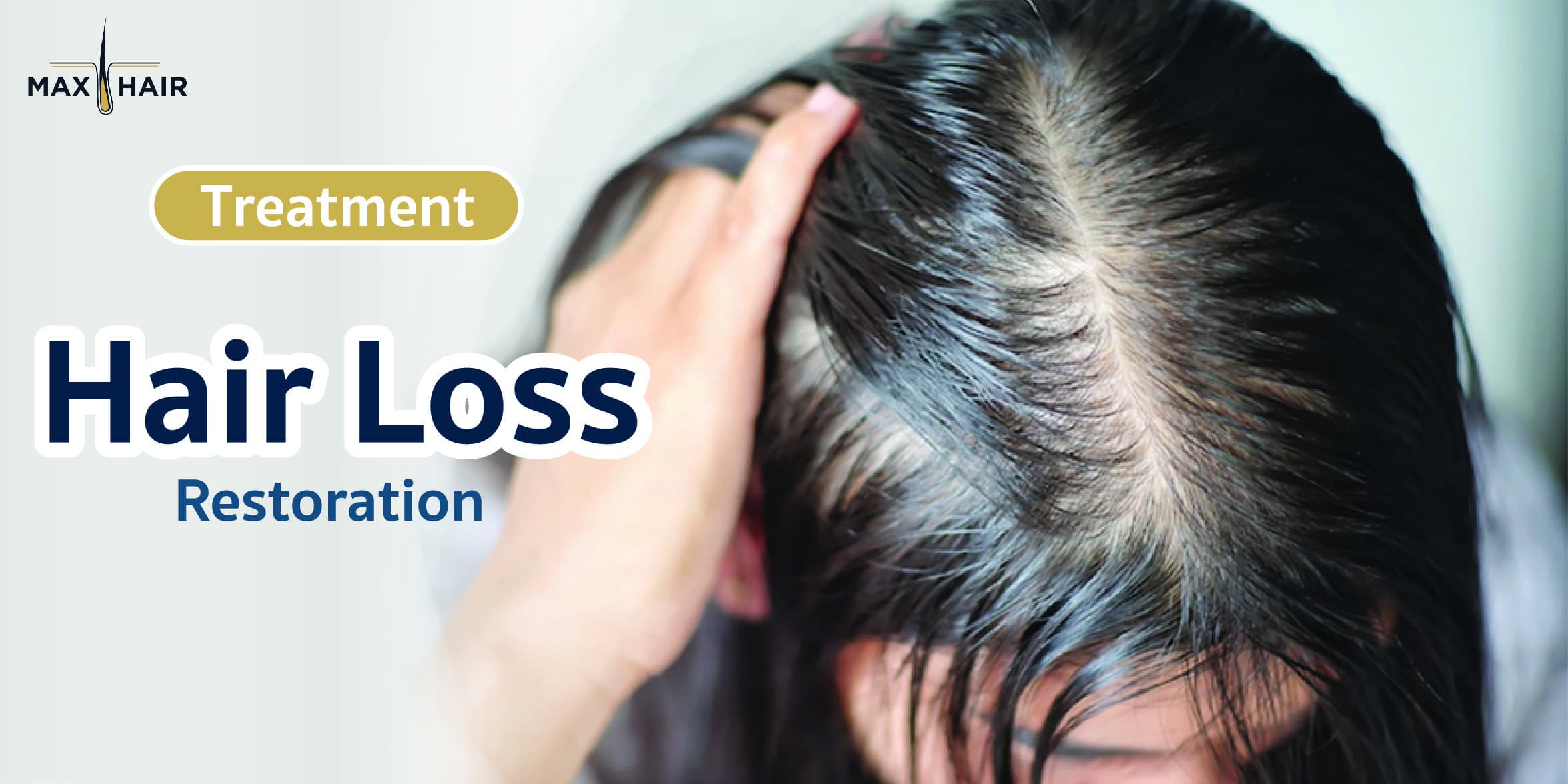 Woman runs her hands through her hair to reveal signs of hair loss