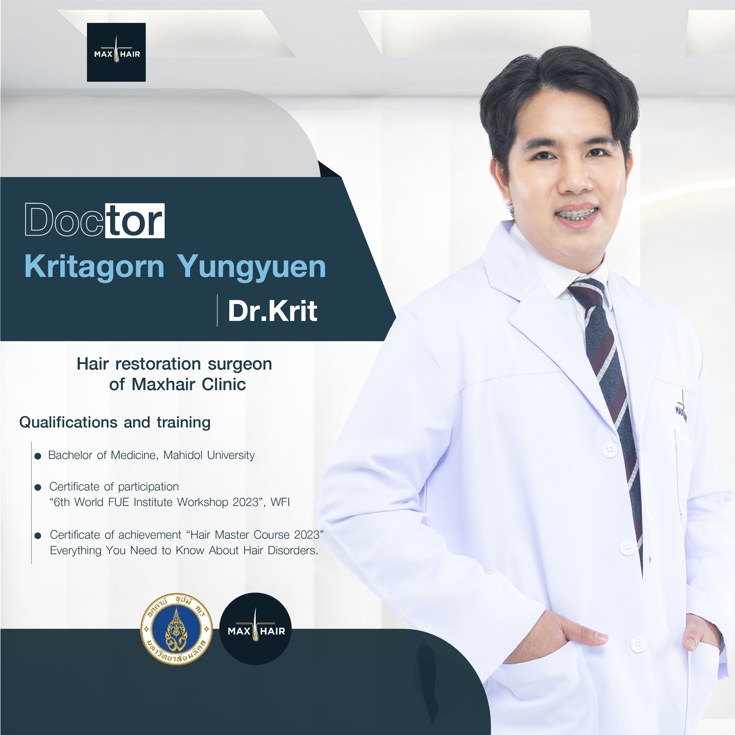 Dr.Kritagorn Yungyuen, Hair restoration surgeon of Maxhair Clinic