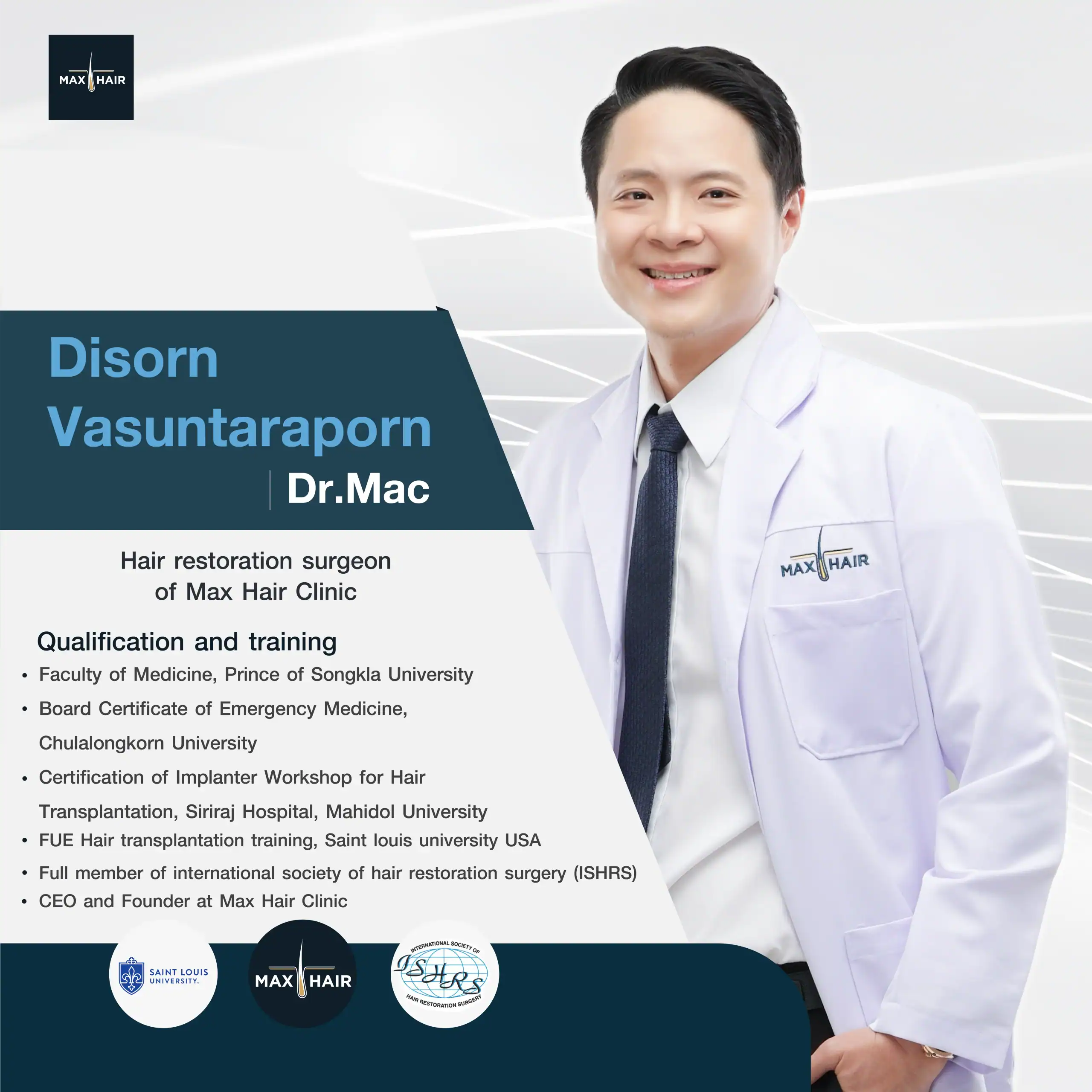 Dr.Disorn Vasuntaraporn, Hair restoration surgeon of Maxhair Clinic