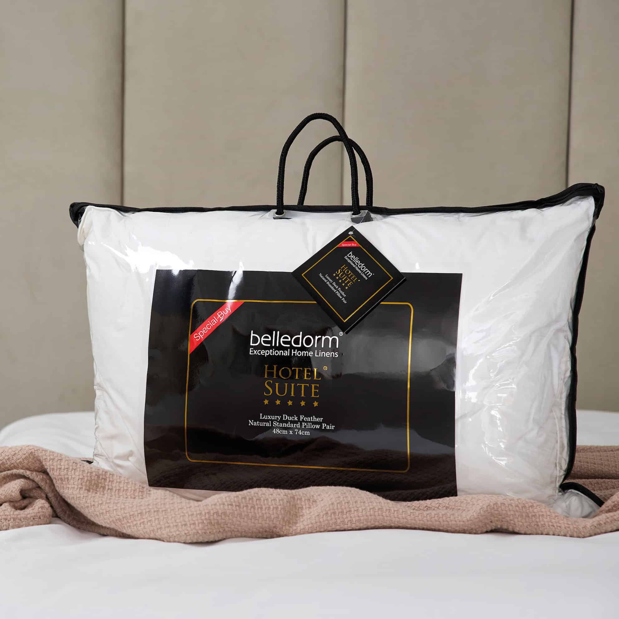 Softened duck feather pillow pair