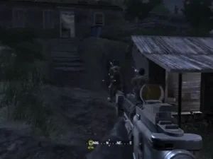 Gameplay de Call of Duty 4: Modern Warfare PS3 mostrando acción en primera persona