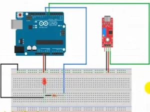 Módulo KY-037 conectado a placa Arduino para detección de sonido en proyectos electrónicos