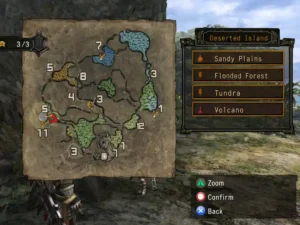Exploración de mapas en Monster Hunter 3rd HD PS3 con entornos en alta definición
