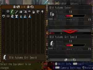 Menú de equipamiento y personalización en Monster Hunter 3rd HD PS3