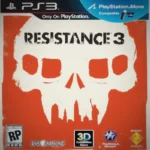 Portada oficial del juego Resistance 3 PS3 mostrando el logo y diseño postapocalíptico
