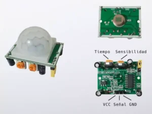 Detalle del lente del sensor PIR HC-SR501 para detección de movimiento