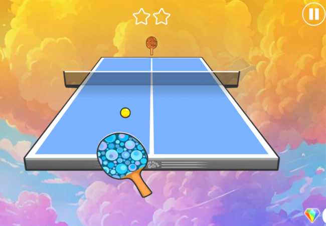 Colorful Table Tennis Game with a Vibrant Sky Background.
